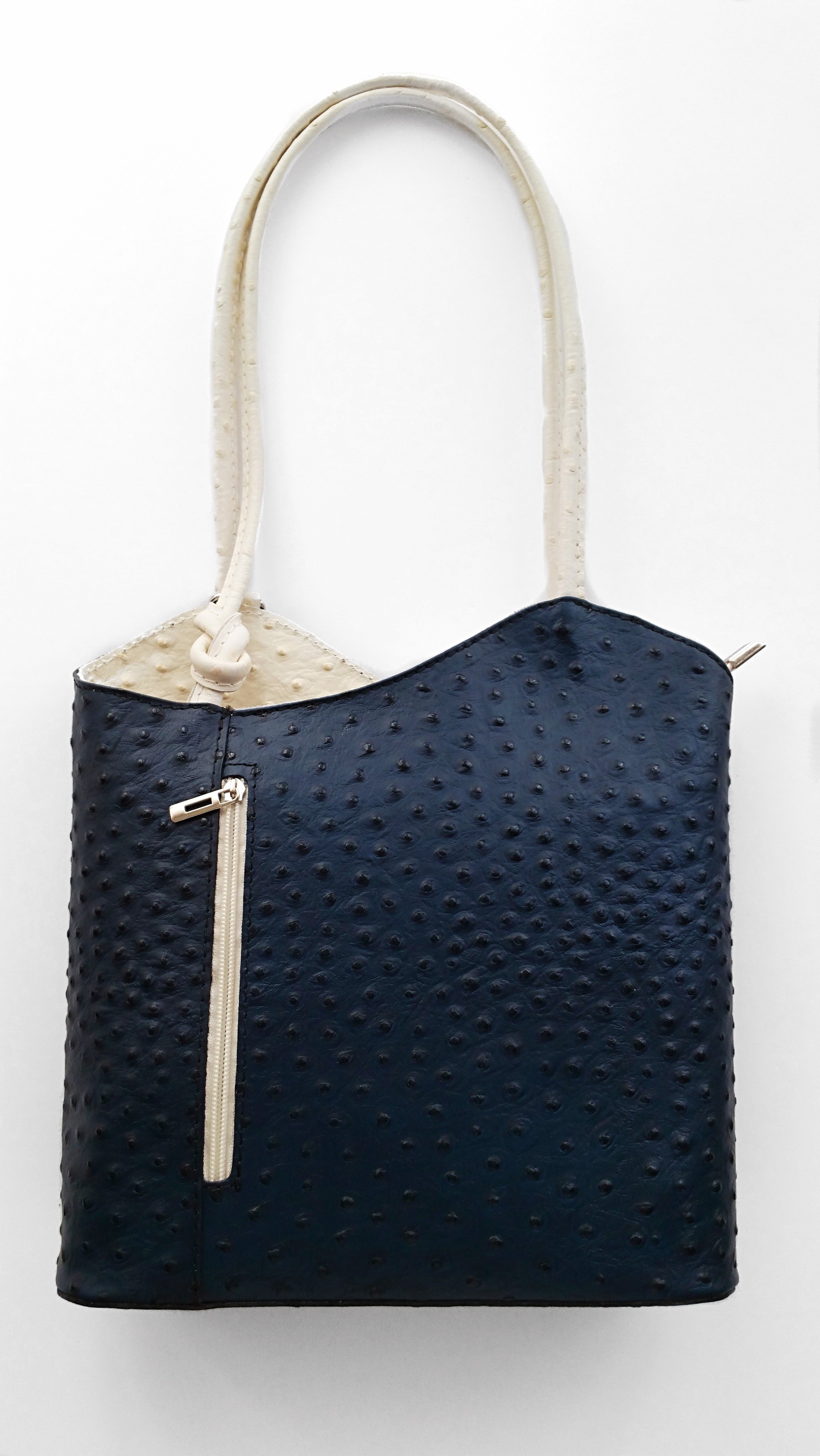 Ostrich Effect Leather Handbag Backpack - Royal Blue – Retail Therapy