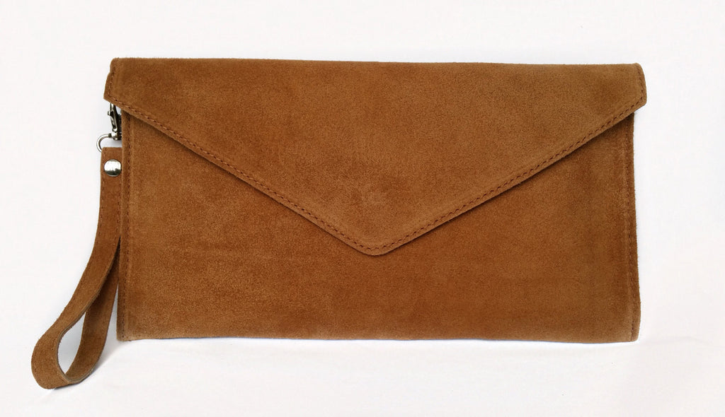 Ochre suede clutch on sale bag